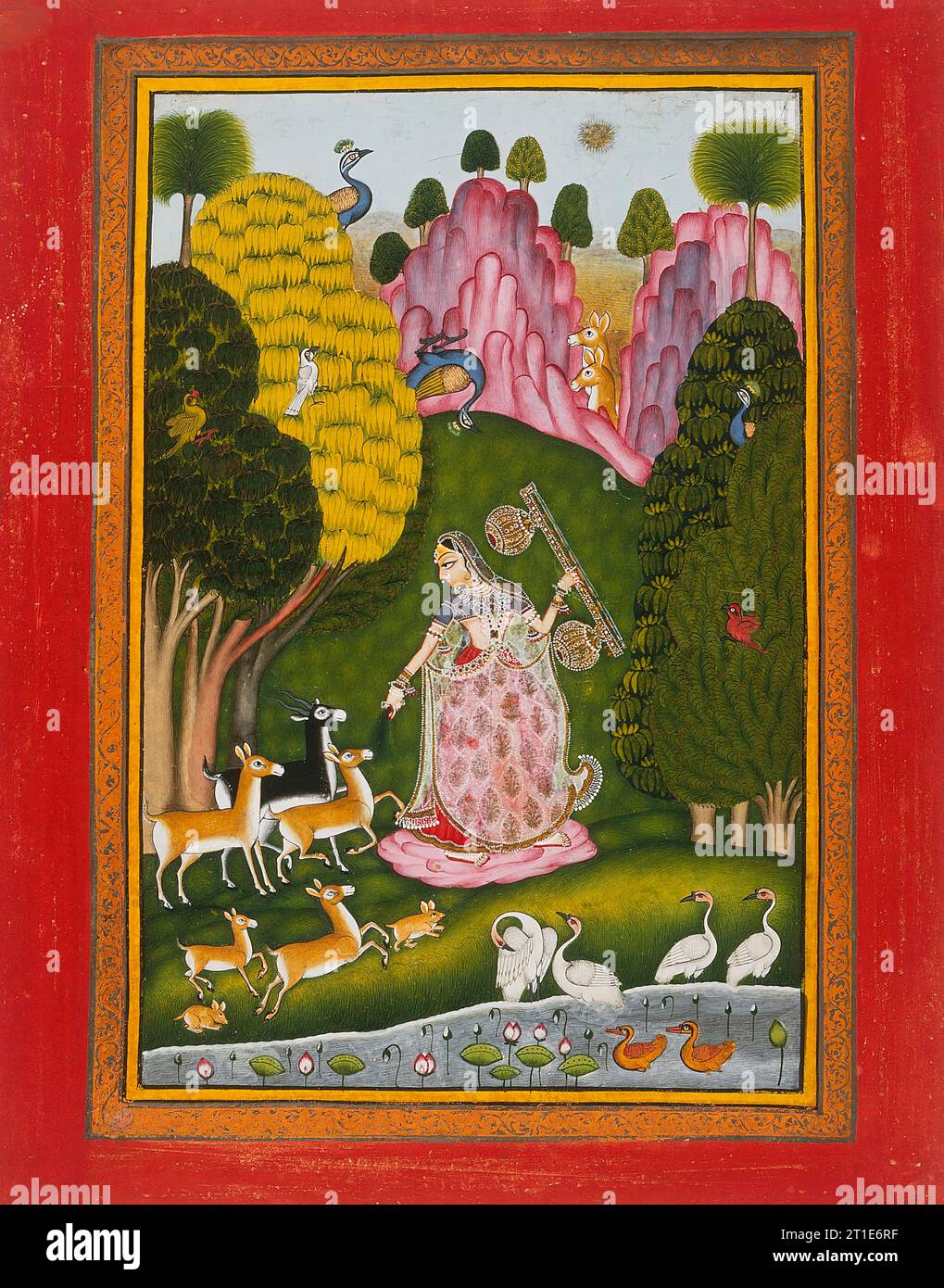 Todi Ragini, seconda moglie di Hindol Raga, Folio da Ragamala (ghirlanda di melodie), tra il 1775 e il 1800. Foto Stock