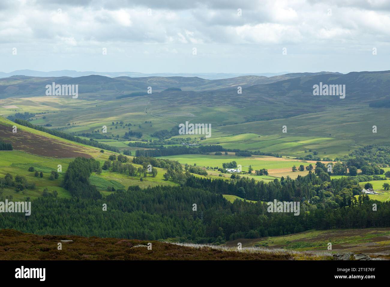 Perthshire rurale visto da Meall Dearg vicino ad Amulree, Perthshire, Scozia Foto Stock