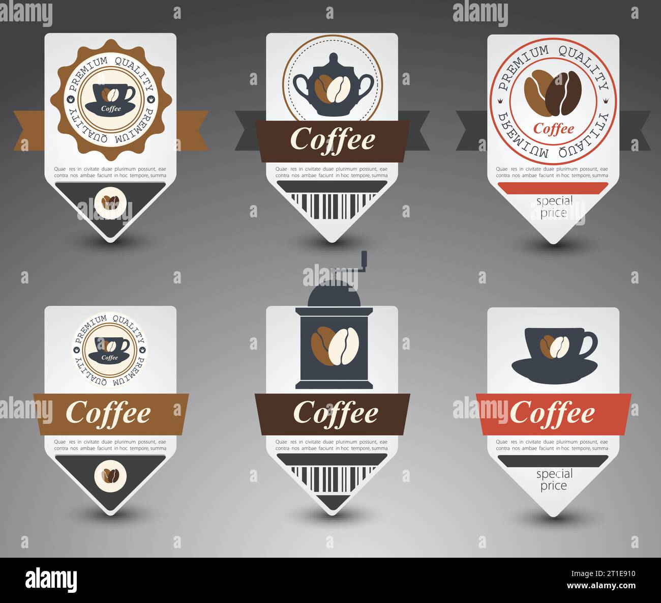 Set di etichette per il caffè. Vettore Illustrazione Vettoriale