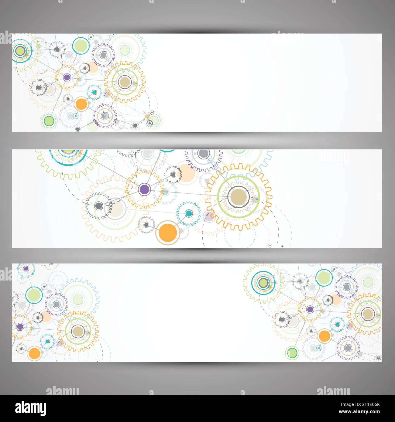 Set di banner a tema per la tecnologia Web per il sito Web. Illustrazione vettoriale Illustrazione Vettoriale