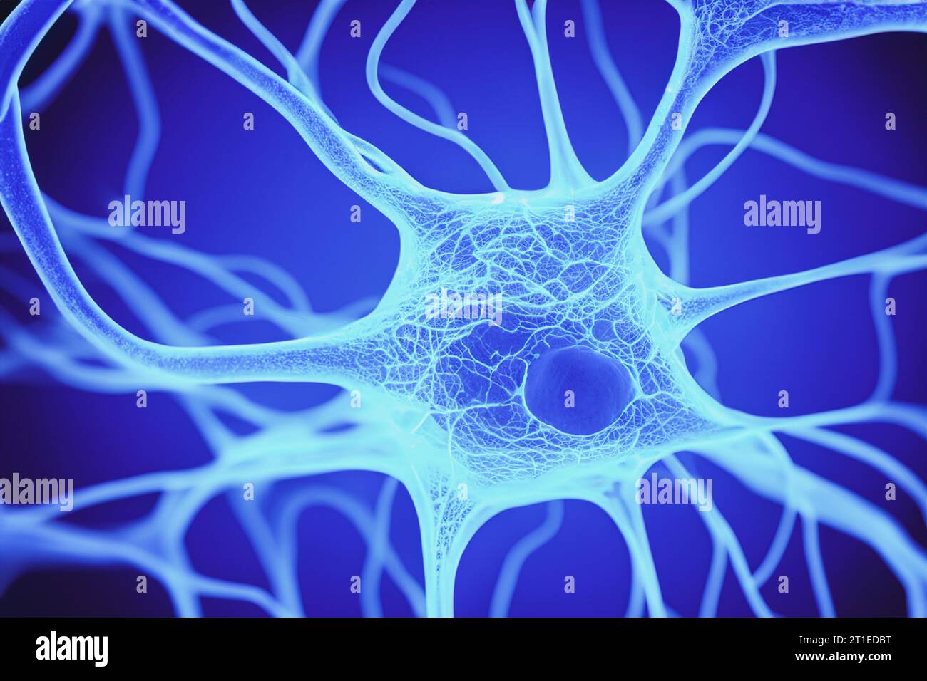 Illustrazione sul tema della medicina e della neurologia. Educazione medica, neurologia, segnale cerebrale. Trasferimento di informazioni, impulso, biologia, anatomia, mi Foto Stock