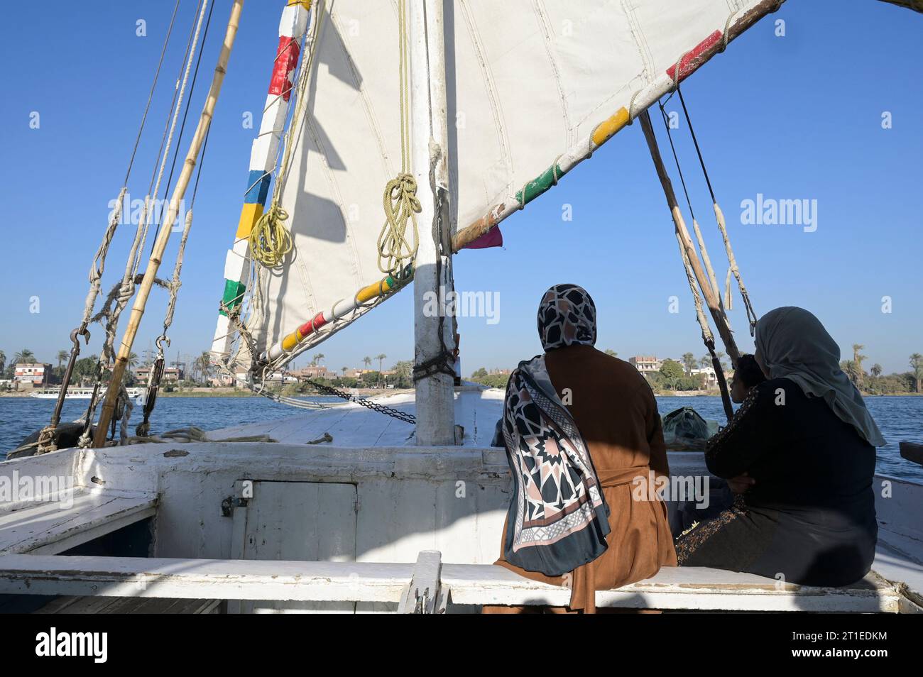 EGITTO, Asyut, fiume Nilo, barca a vela Faluka/ ÄGYPTEN, Assiut, Fluß Nil, Feluke Segelboot Foto Stock