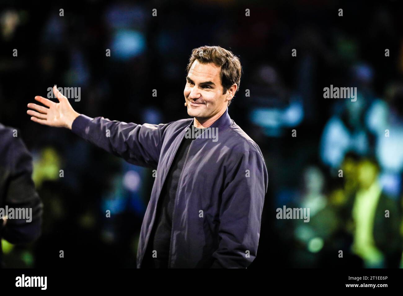 SHANGHAI, CINA - 13 OTTOBRE 2023 - Roger Federer partecipa alla Federer Super Best Friends Night all'ATP1000 Shanghai Masters il 13 ottobre 2023 Foto Stock