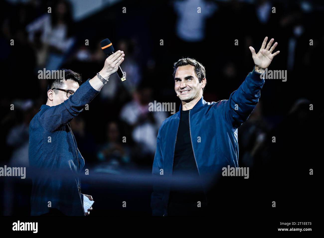 SHANGHAI, CINA - 13 OTTOBRE 2023 - Roger Federer partecipa alla Federer Super Best Friends Night all'ATP1000 Shanghai Masters il 13 ottobre 2023 Foto Stock
