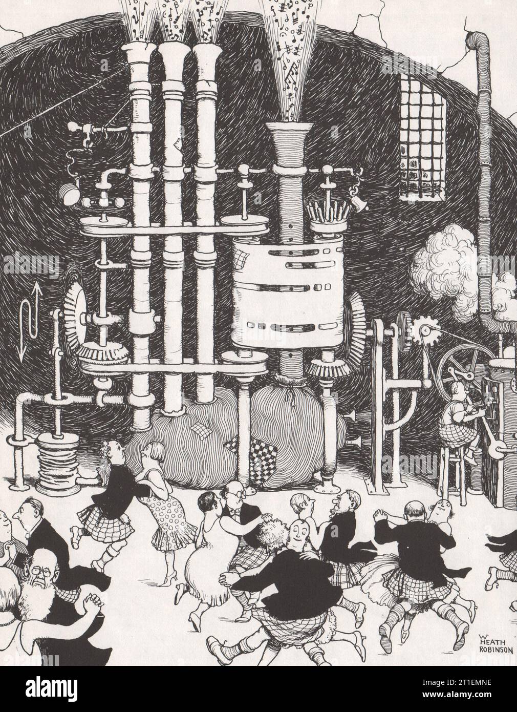 HEATH ROBINSON. Jazz bagpipe. Foto domestica con stampa vintage del 1973 Foto Stock