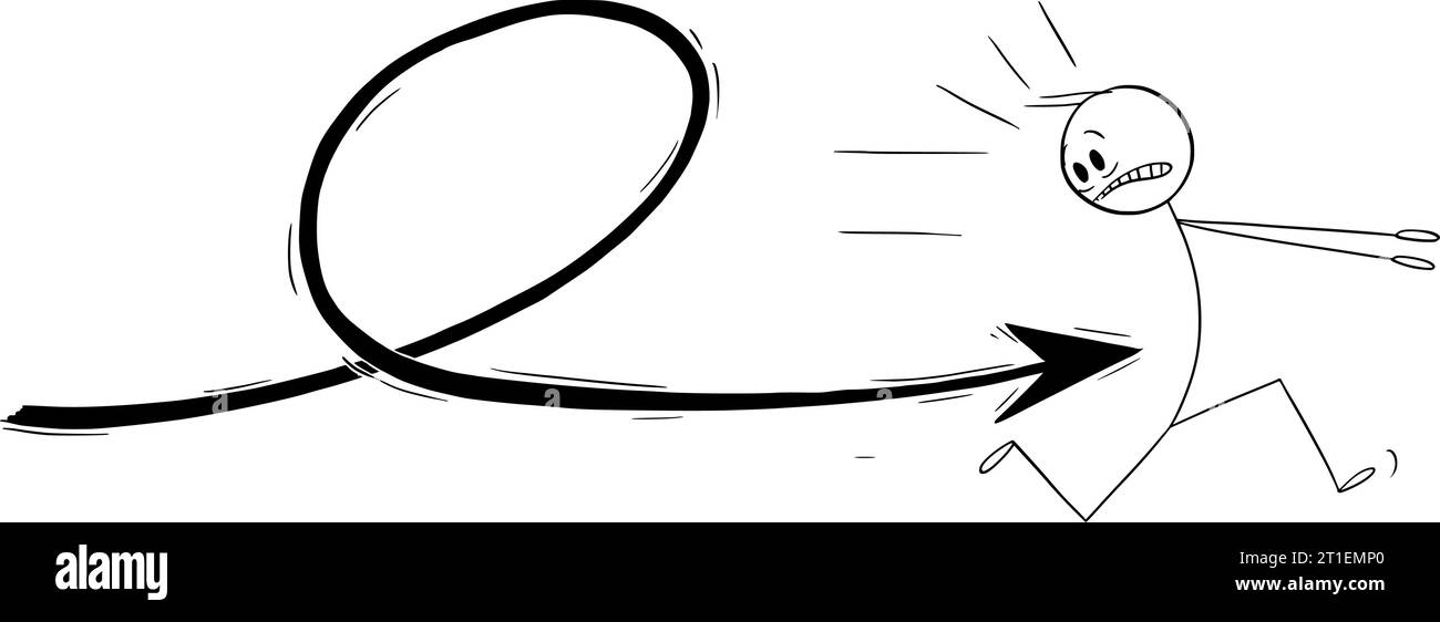 Uomo d'affari e mercato volatile, illustrazioni di Vector Cartoon Stick Illustrazione Vettoriale