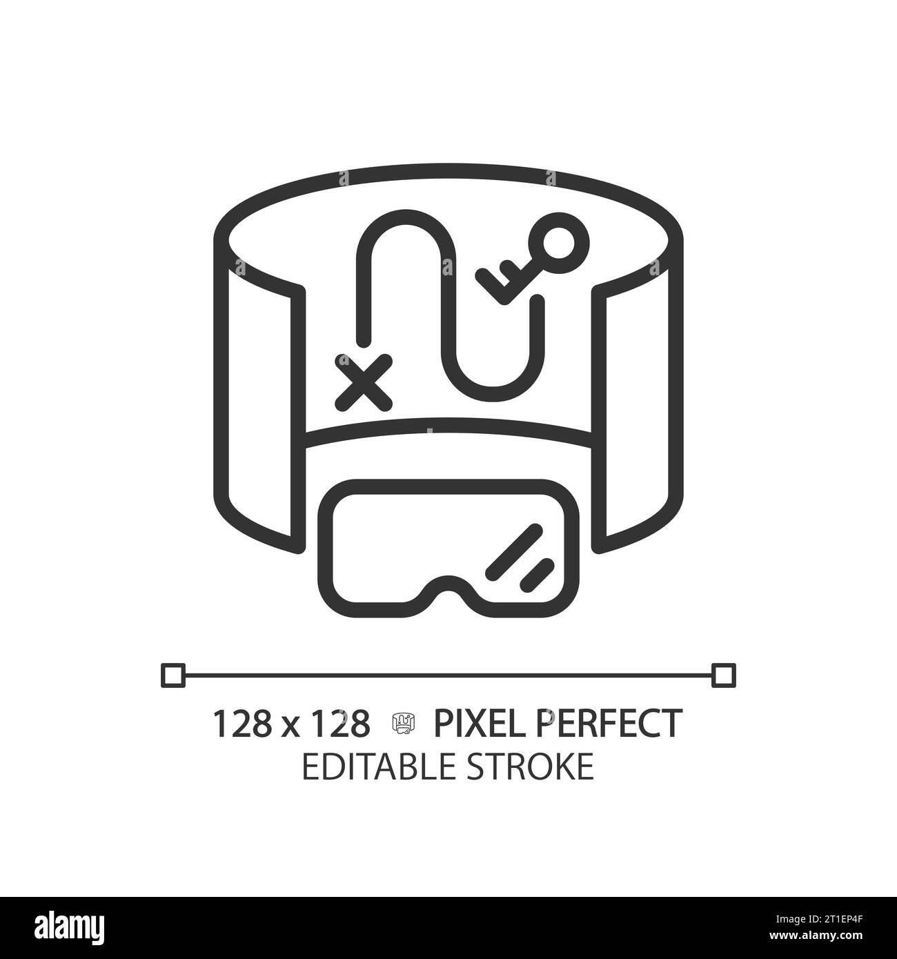 Icona del dispositivo innovativo nero lineare sottile 2D. Illustrazione Vettoriale
