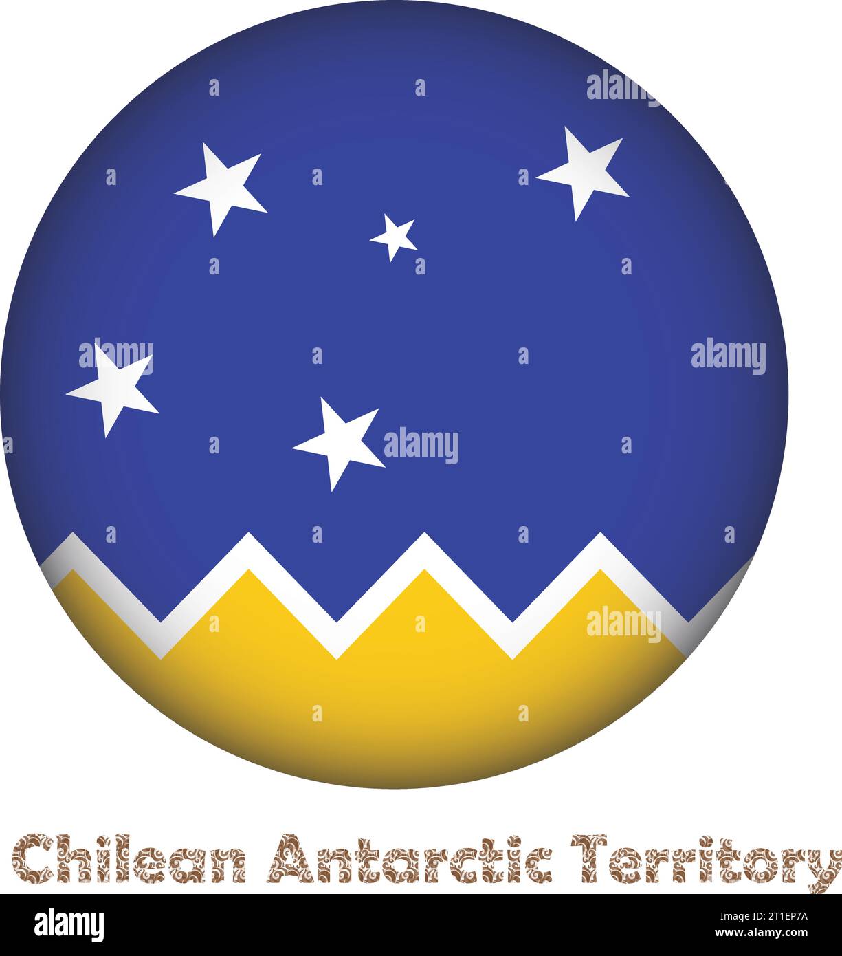 Bandiera cilena del territorio antartico a forma rotonda Illustrazione Vettoriale