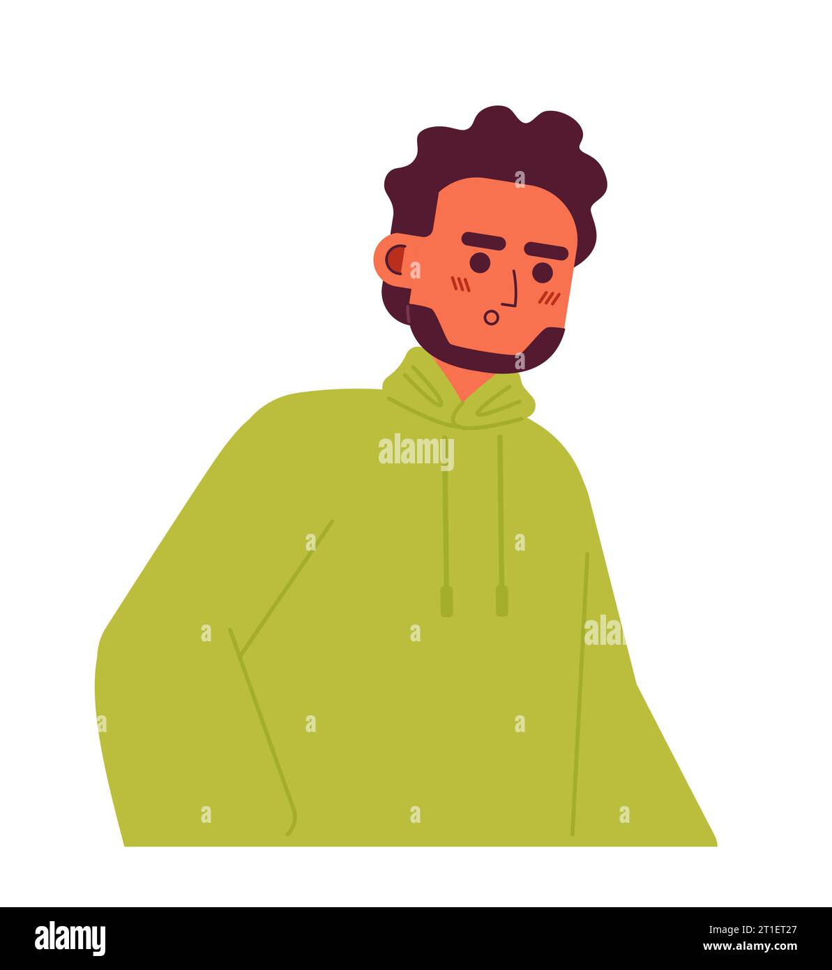 Personaggio vettoriale semipiatto uomo indiano scioccato Illustrazione Vettoriale