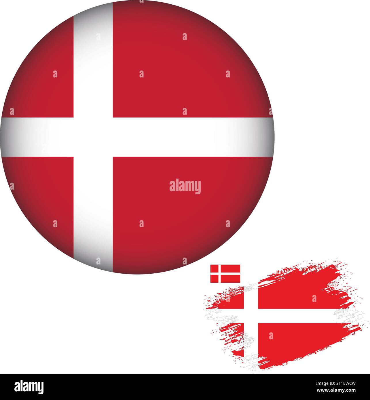 Bandiera della Danimarca a forma rotonda Illustrazione Vettoriale