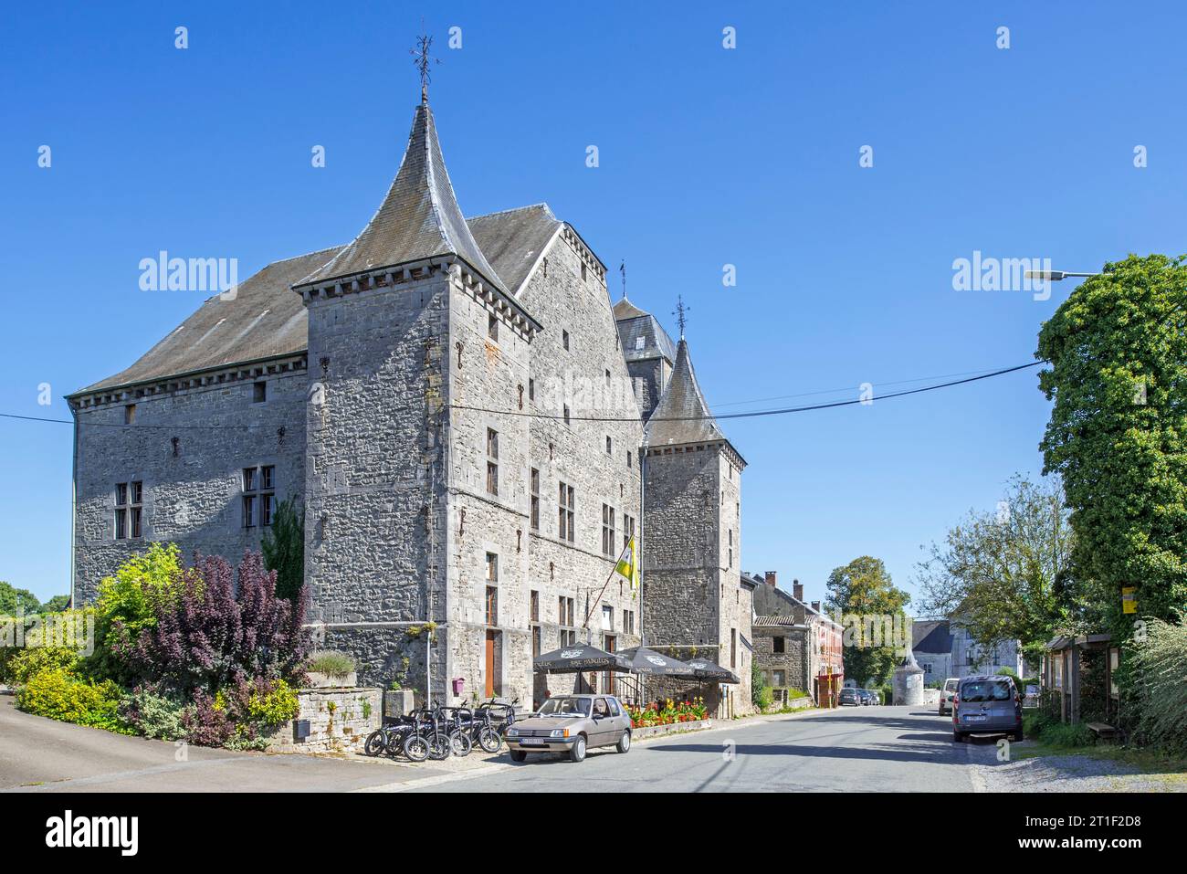 Avouerie d'Anthisnes del XVII secolo, ora museo della birra e del Pèkèt nel villaggio di Anthisnes, provincia di Liegi, Ardenne belghe, Vallonia, Belgio Foto Stock