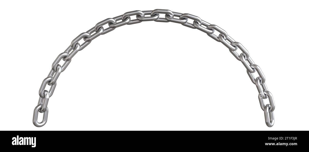 catena metallica curva isolata su bianco. rendering 3d. Foto Stock