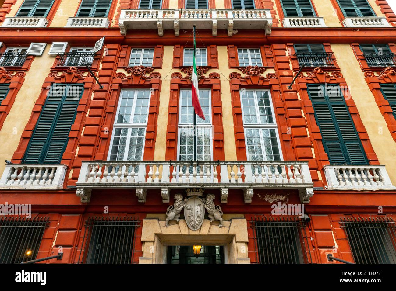 Palazzo Rosso detto anche Palazzo Brignole sale, è oggi un museo situato in via Garibaldi, nel centro storico di Genova. Liguria, Ital Foto Stock