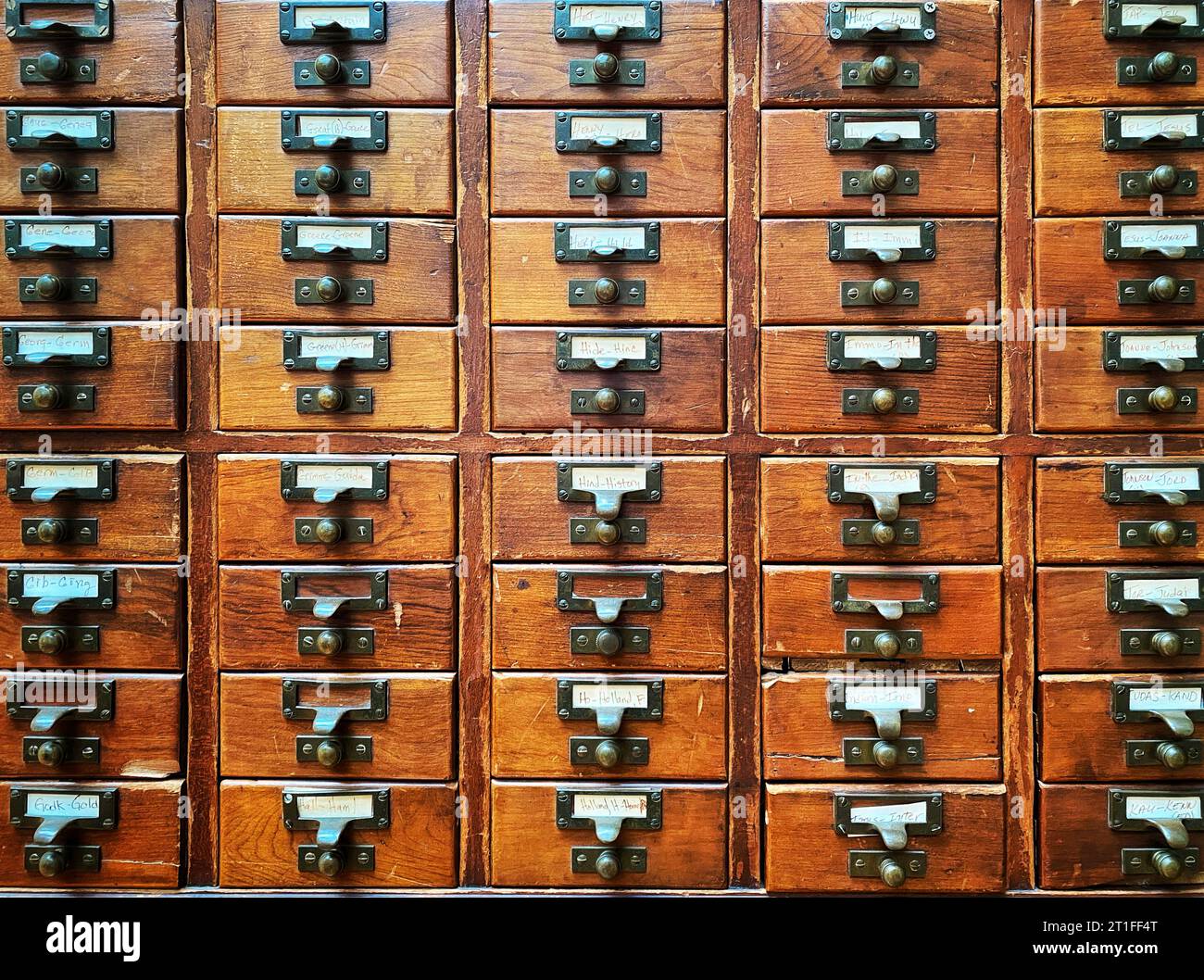 Catalogo delle schede in una biblioteca Foto Stock
