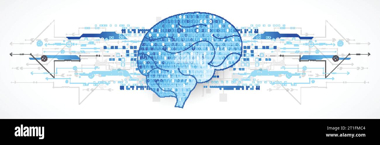 Cervello digitale astratto, concetto tecnologico. Vettore Illustrazione Vettoriale