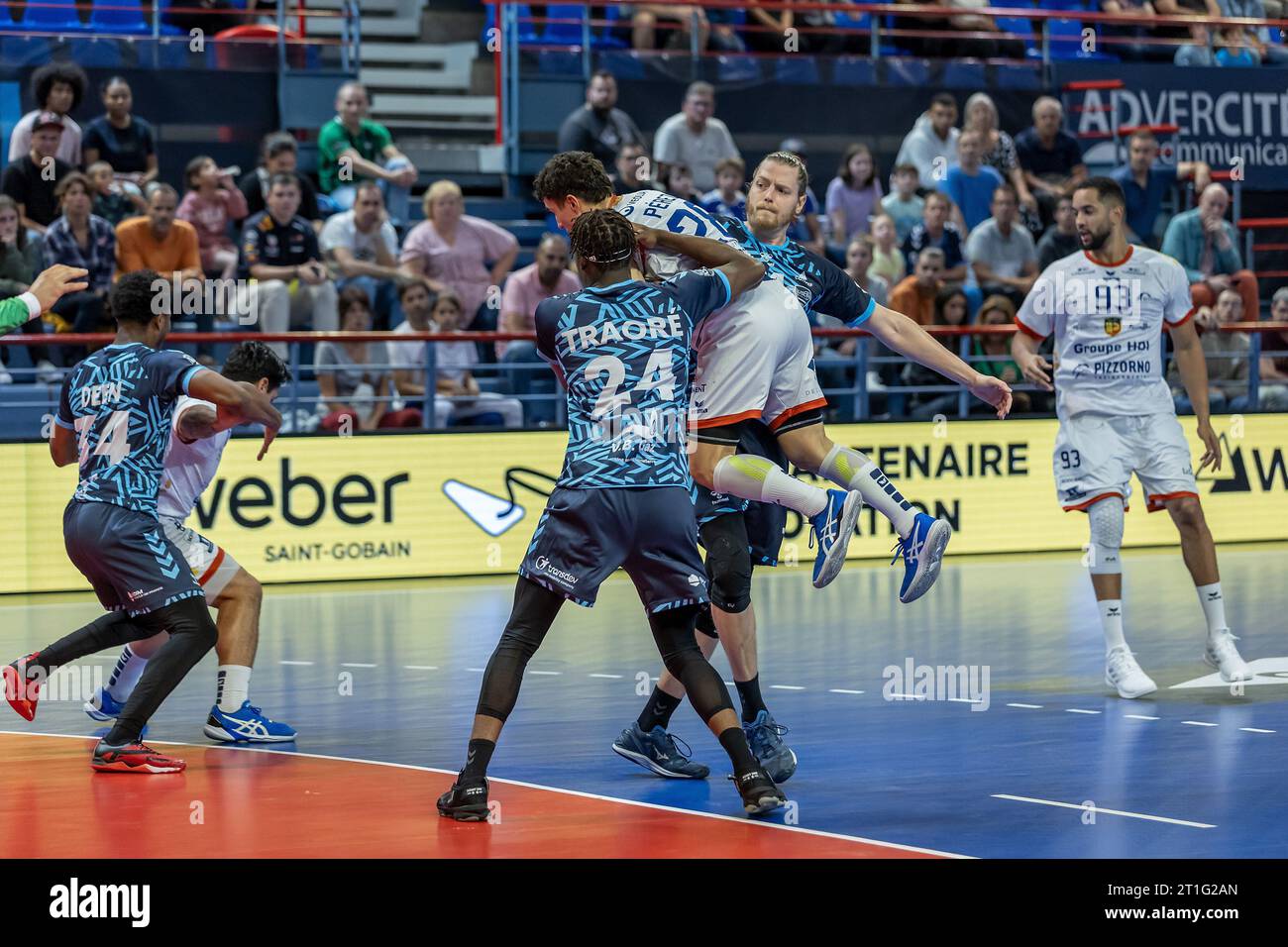 C) Denis TRASFI / MAXPPP - à Créteil au Palais des Sports Robert Oubron le 13-10-2023 - pallamano Liqui Moly Starligue - Union sportive de Créteil Han Foto Stock