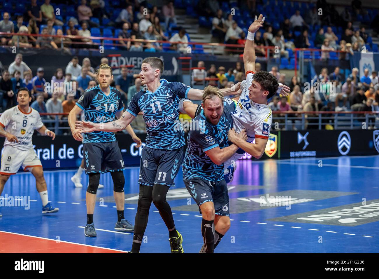 C) Denis TRASFI / MAXPPP - à Créteil au Palais des Sports Robert Oubron le 13-10-2023 - pallamano Liqui Moly Starligue - Union sportive de Créteil Han Foto Stock