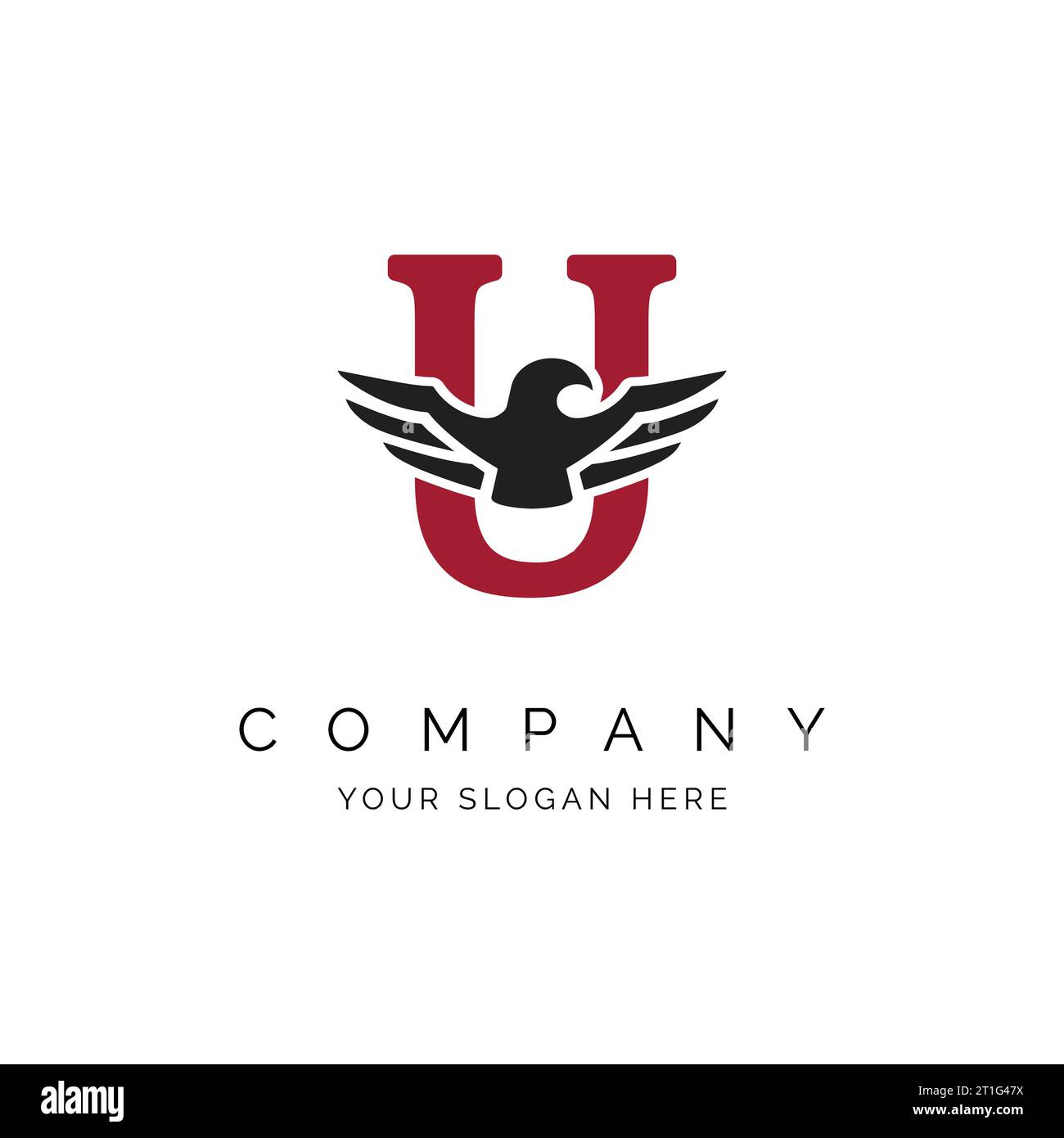 Logo U Letter, logo Eagle Wings, modello logo Falcon illustrazione vettoriale simbolo icona del design. Alfabeto U con simbolo Eagle Illustrazione Vettoriale