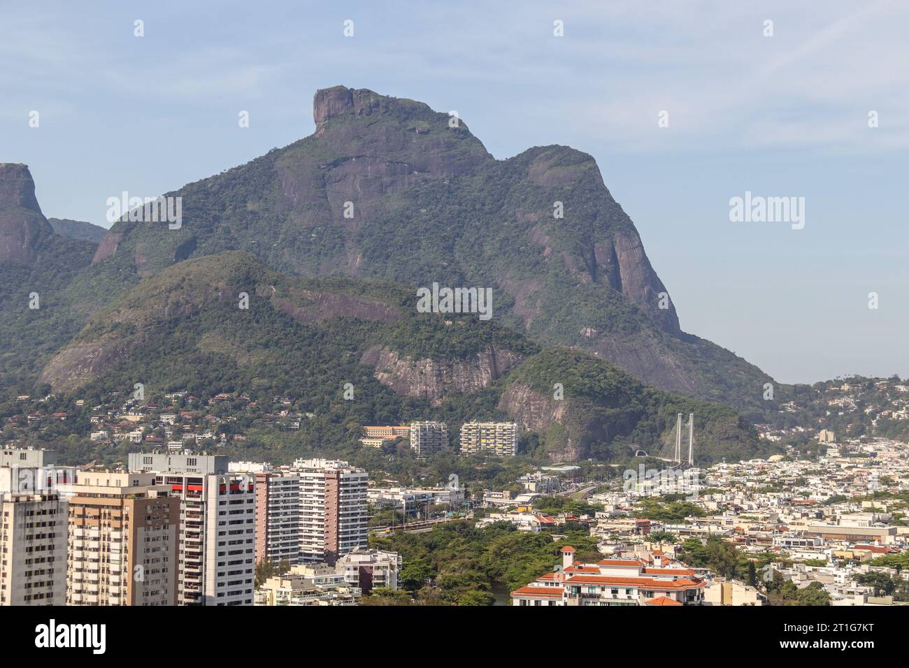Vista della spiaggia di barra da Tijuca a Rio de Janeiro, Brasile. Foto Stock