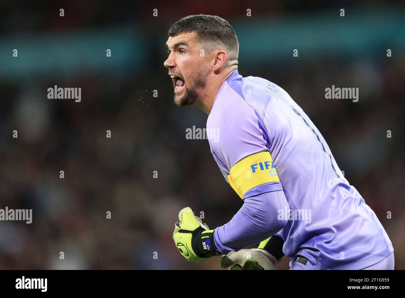 Londra, Regno Unito. 13 ottobre 2023. Maty Ryan dell'Australia durante la partita amichevole internazionale tra Inghilterra e Australia al Wembley Stadium il 13 ottobre 2023 a Londra, Inghilterra. (Foto di Daniel Chesterton/phcimages.com) Credit: PHC Images/Alamy Live News Foto Stock
