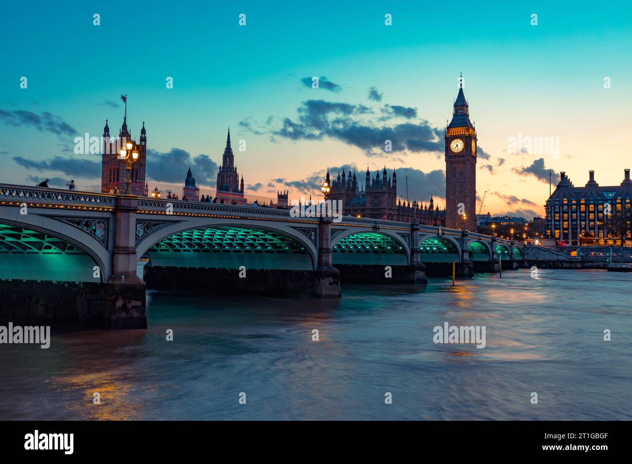 Westminster Bridge and Palace, Londra Foto Stock