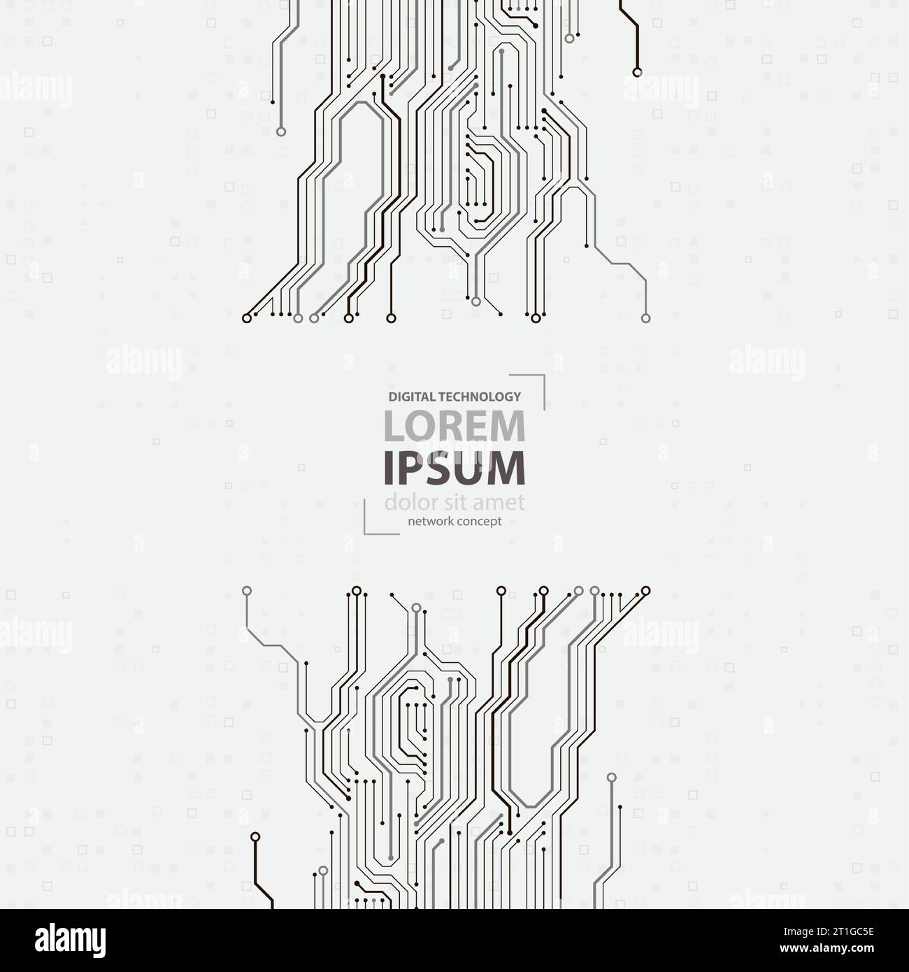 Scheda a circuito stampato con tecnologia astratta. Concetto di comunicazione. Illustrazione Vettoriale