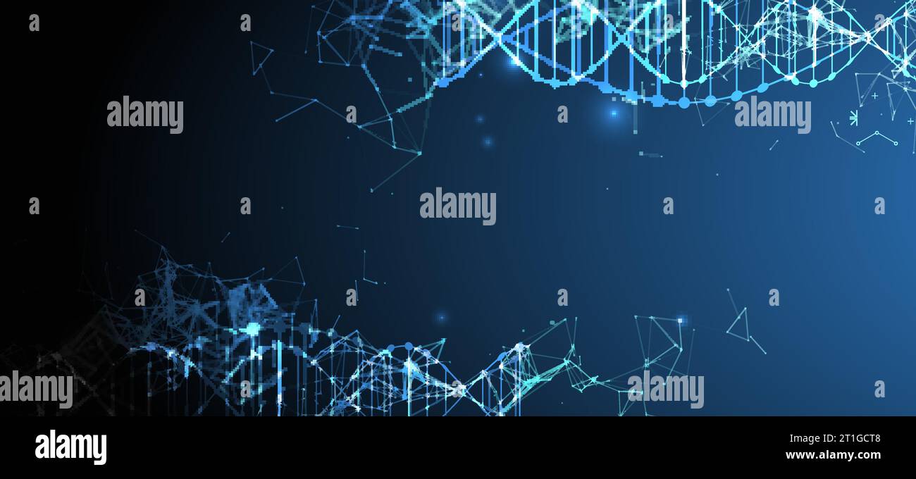 Modello scientifico, carta da parati o banner con molecole di DNA. Illustrazione vettoriale Illustrazione Vettoriale