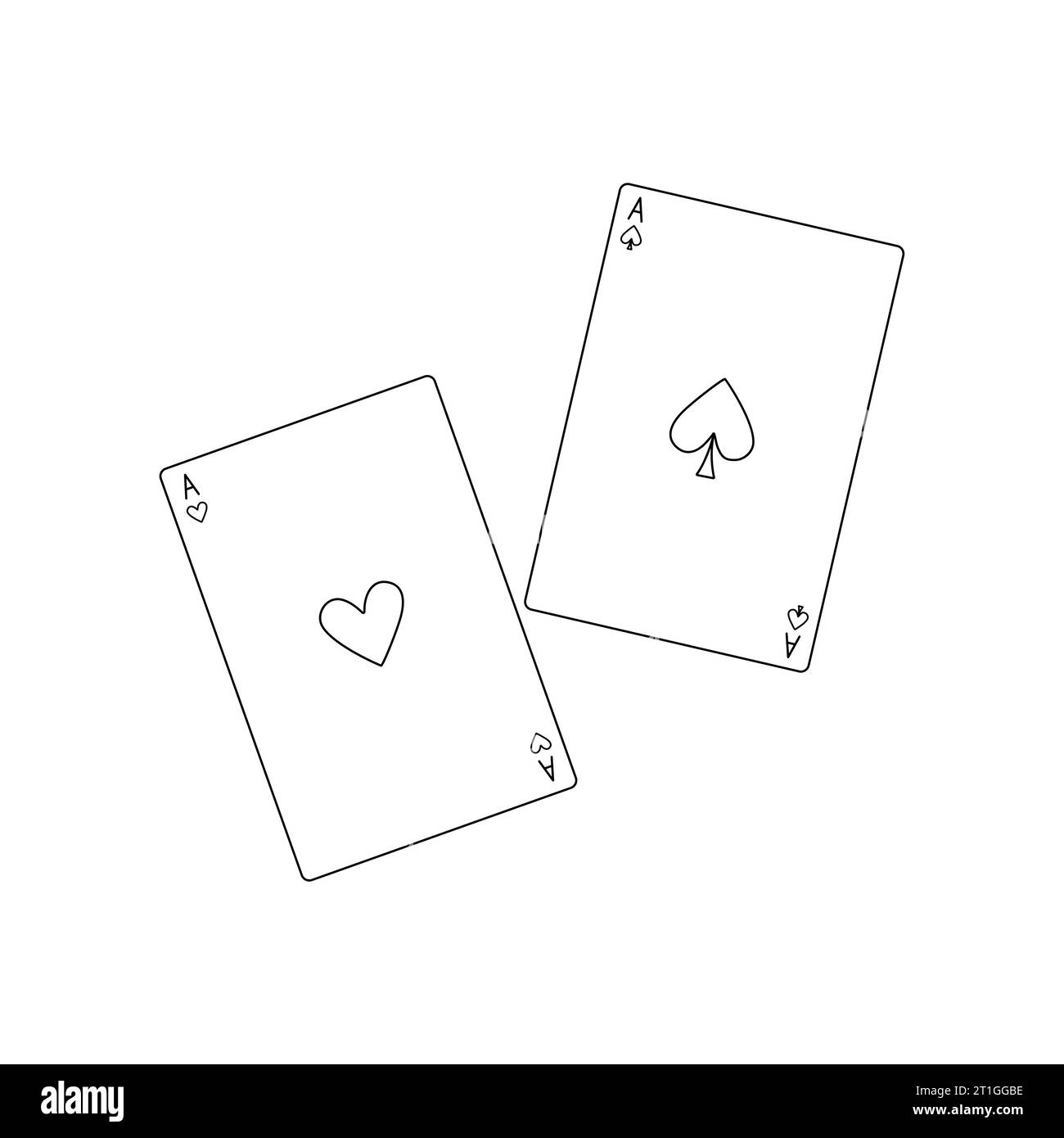 Gioco di carte asso di cuore e picche semplice illustrazione vettoriale, gioco d'azzardo, casinò Illustrazione Vettoriale