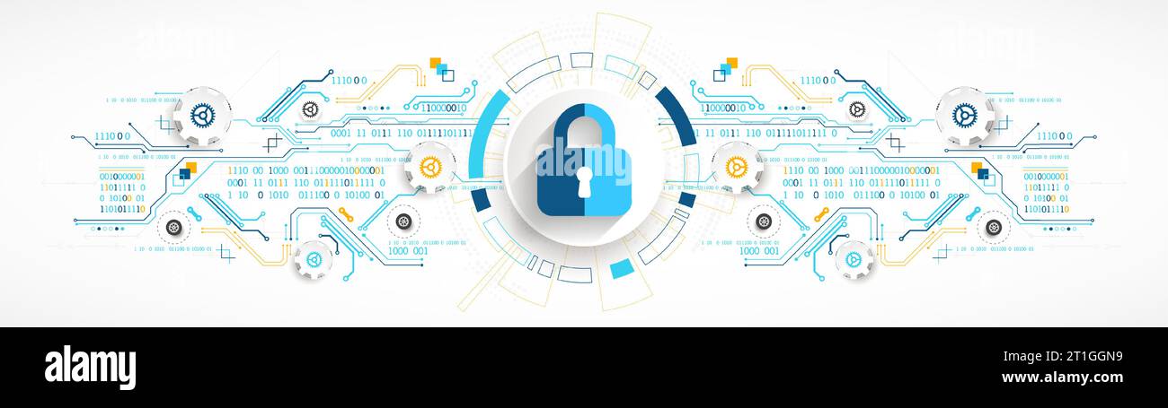 Spazio digitale sicuro. Riservatezza virtuale, protezione della programmazione. Illustrazione Vettoriale