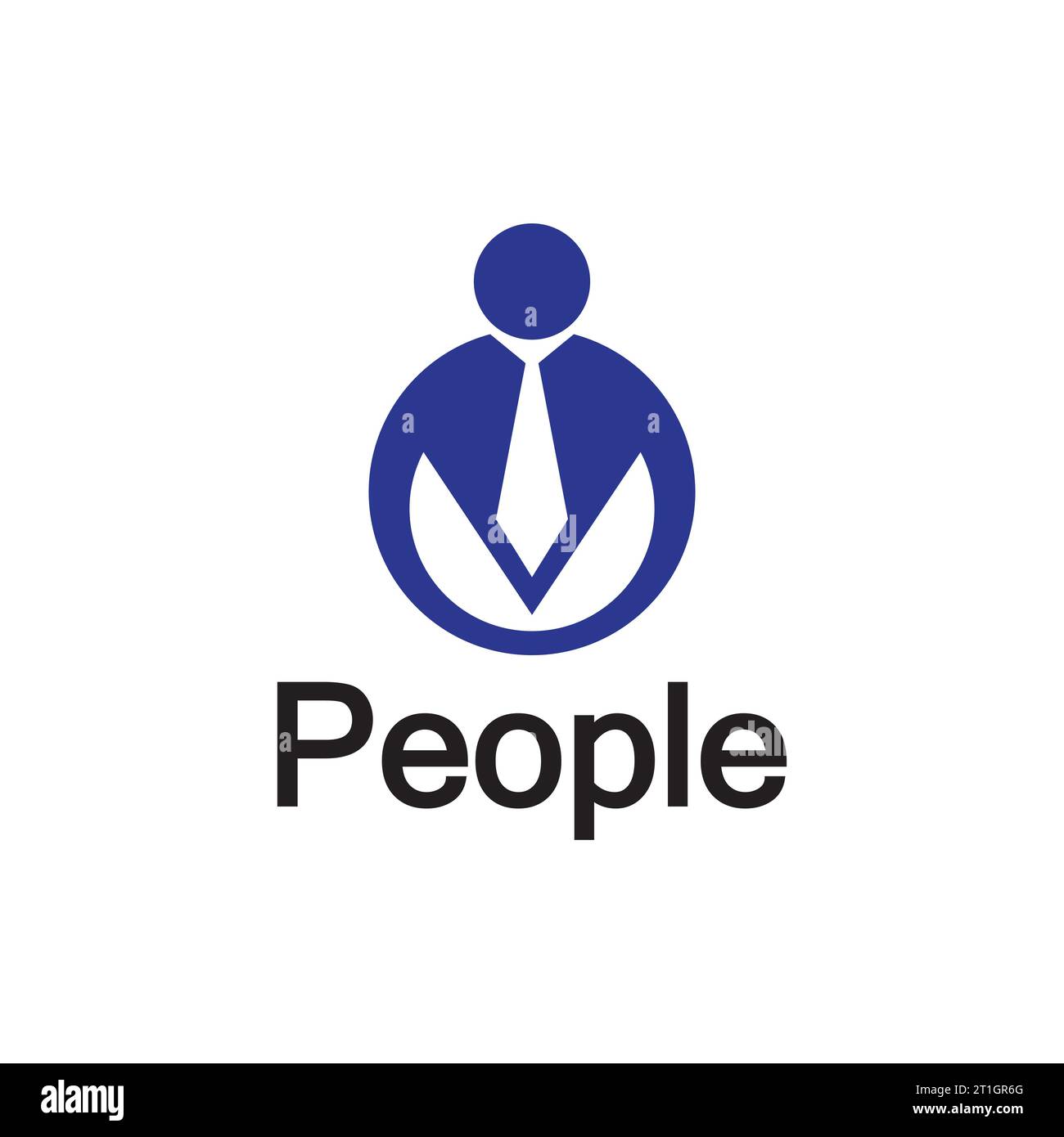 Logo personale astratto. Forma del cerchio con icona umana isolata su sfondo bianco. Illustrazione Vettoriale