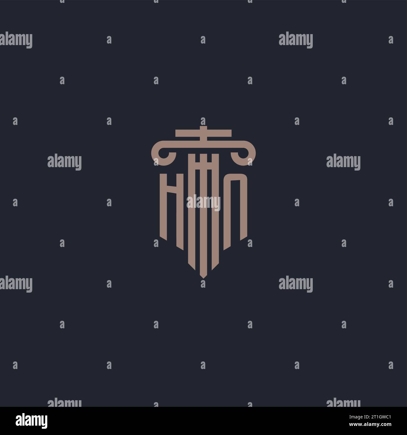 Monogramma con logo iniziale HN con design a colonna per studi legali e società di giustizia Illustrazione Vettoriale
