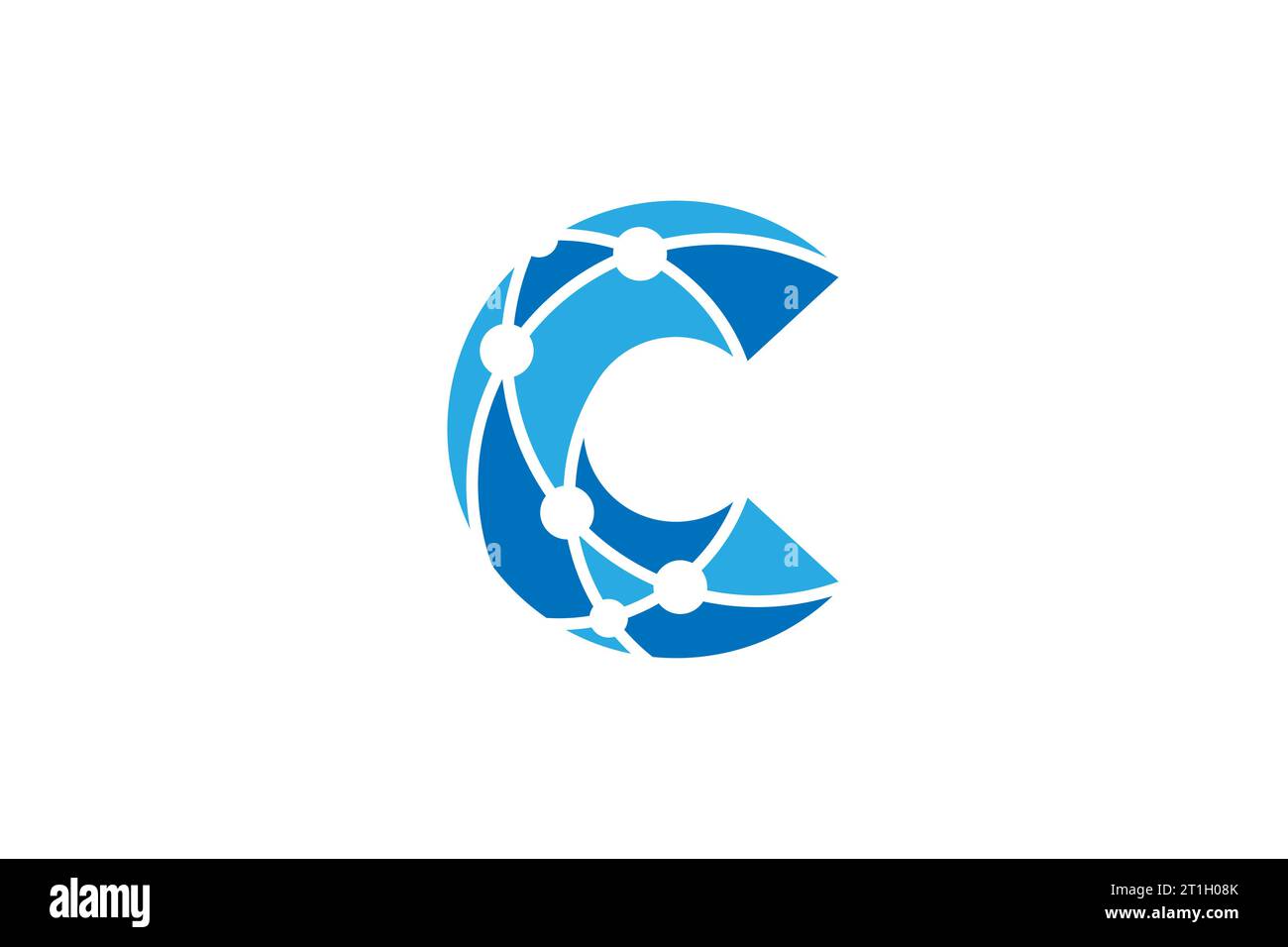 Modello di design del logo dell'icona di connessione lettera C. Illustrazione Vettoriale