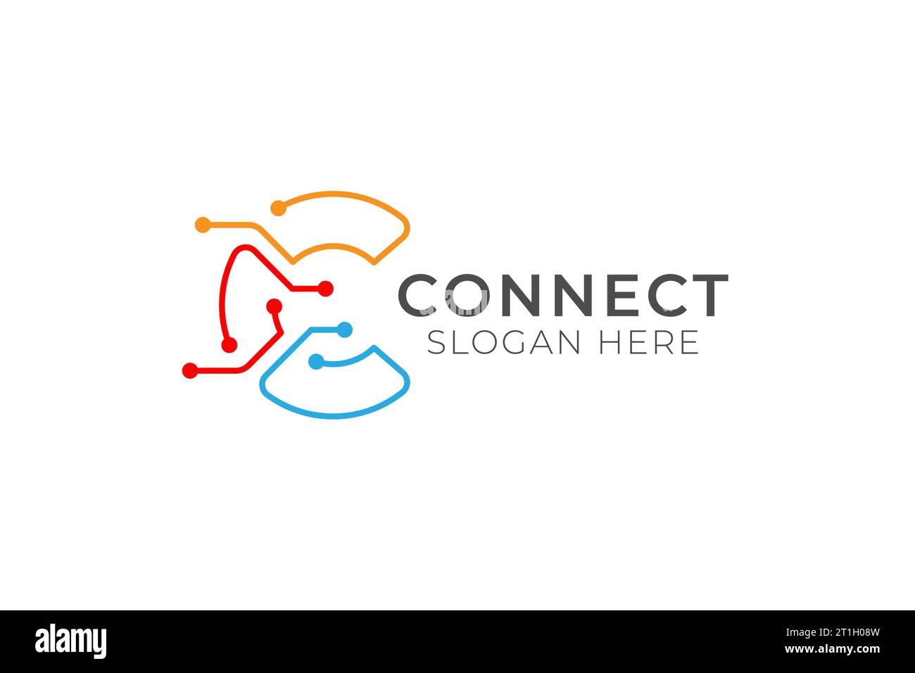 Modello di design del logo dell'icona di connessione lettera C. Illustrazione Vettoriale