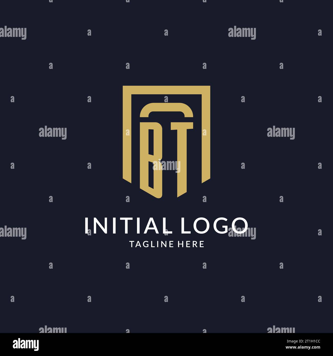 Logo BT iniziale con grafica vettoriale geometrica a forma di scudo Illustrazione Vettoriale