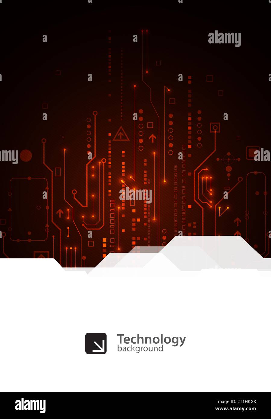 Scheda a circuito stampato con tecnologia astratta. Concetto di comunicazione. Illustrazione Vettoriale