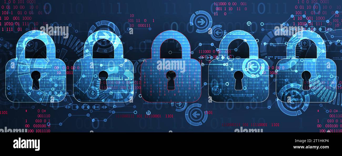 Icona lucchetto.la sicurezza dei dati personali illustra l'idea di privacy dei dati informatici o delle informazioni. Tecnologia Internet astratta a colori. Illustrazione Vettoriale