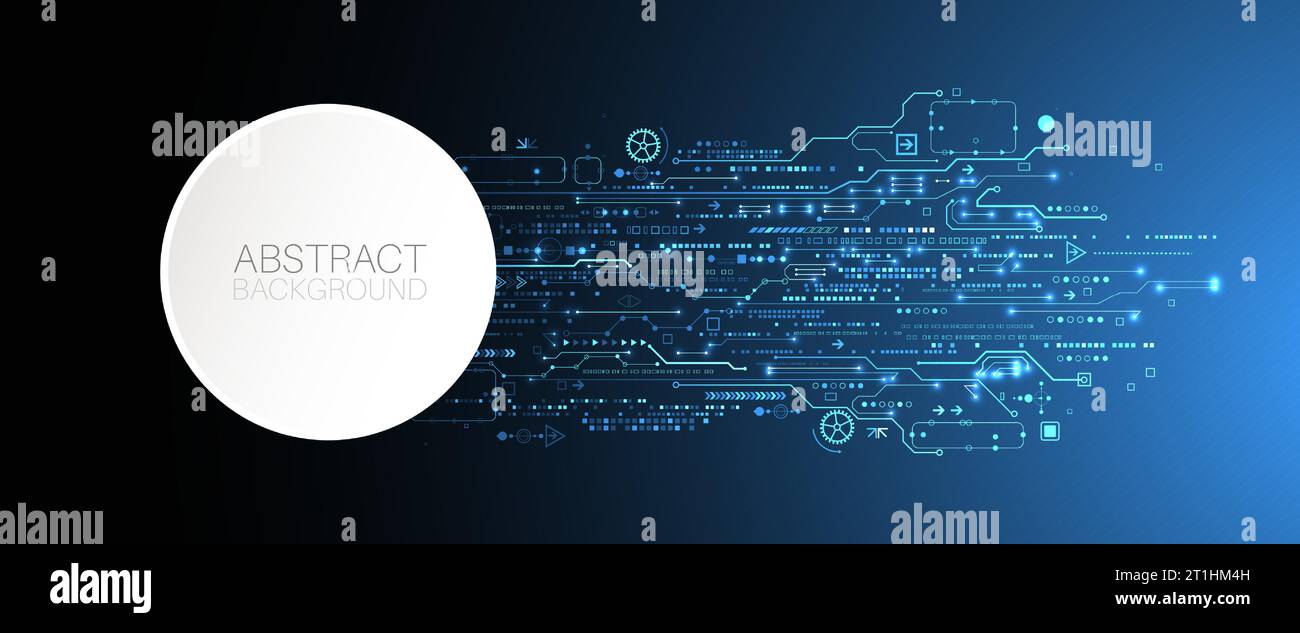 Scheda a circuito stampato con tecnologia astratta. Concetto di comunicazione. Illustrazione Vettoriale