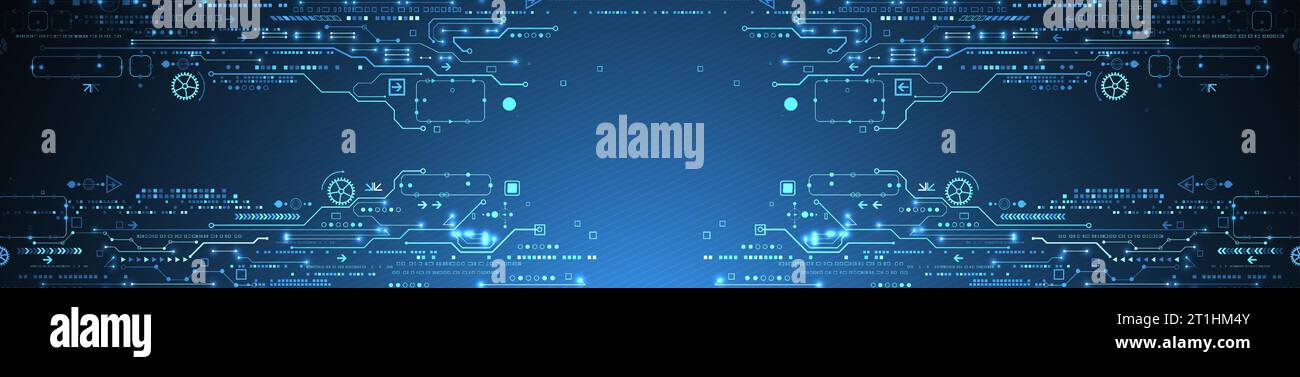 Scheda a circuito stampato con tecnologia astratta. Concetto di comunicazione. Illustrazione Vettoriale