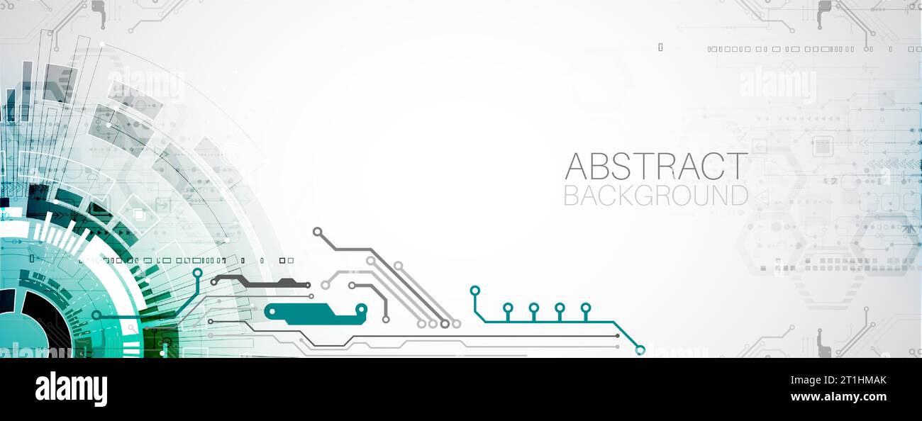 Scheda a circuito stampato con tecnologia astratta. Concetto di comunicazione. Illustrazione Vettoriale
