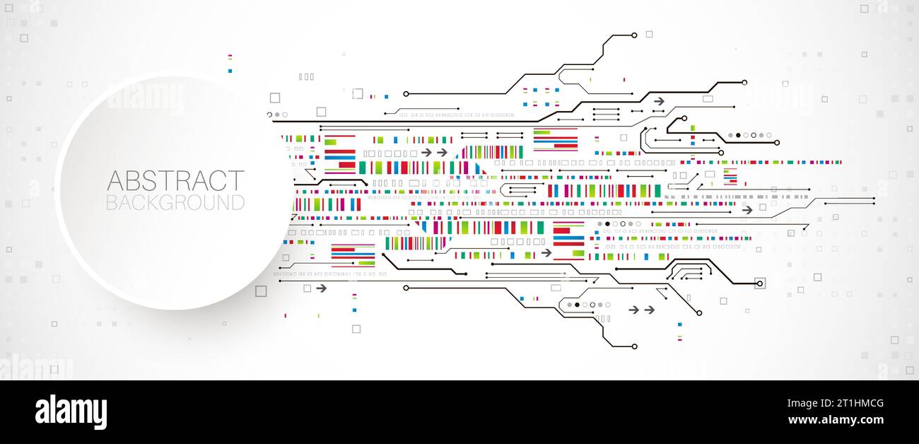 Scheda a circuito stampato con tecnologia astratta. Concetto di comunicazione. Illustrazione Vettoriale