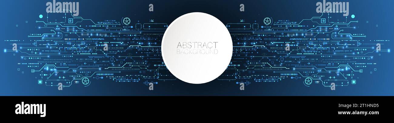 Scheda a circuito stampato con tecnologia astratta. Concetto di comunicazione. Illustrazione Vettoriale