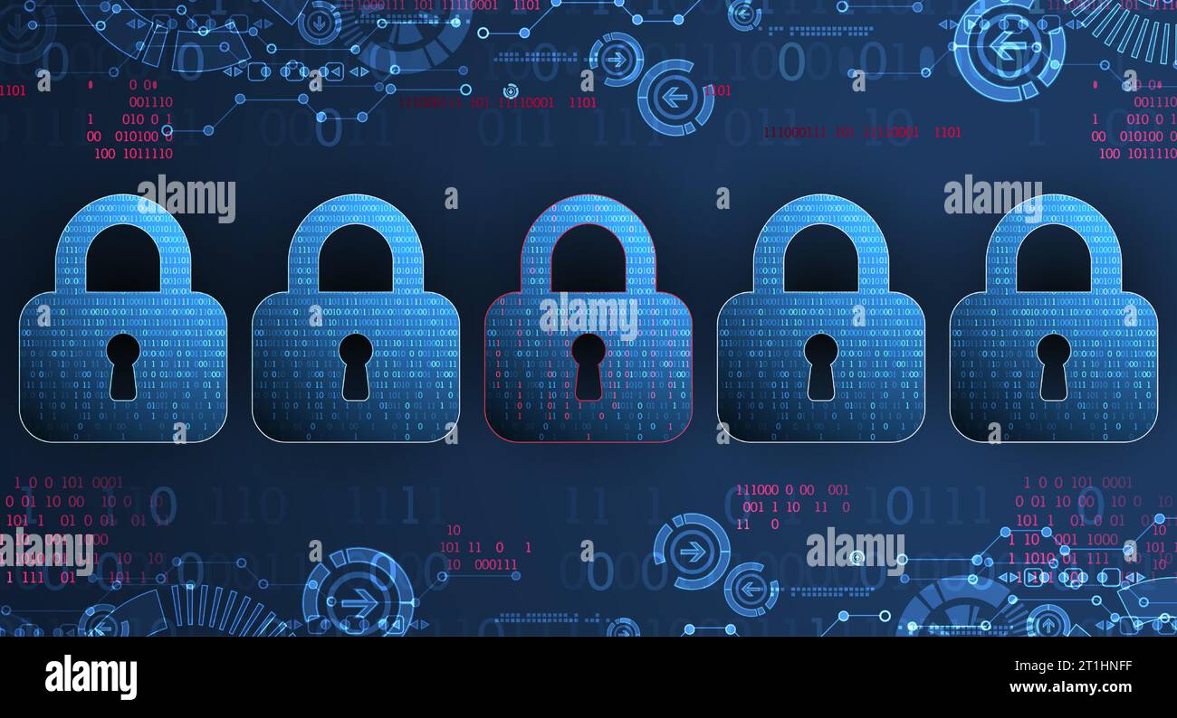Icona lucchetto.la sicurezza dei dati personali illustra l'idea di privacy dei dati informatici o delle informazioni. Tecnologia Internet astratta a colori. Illustrazione Vettoriale