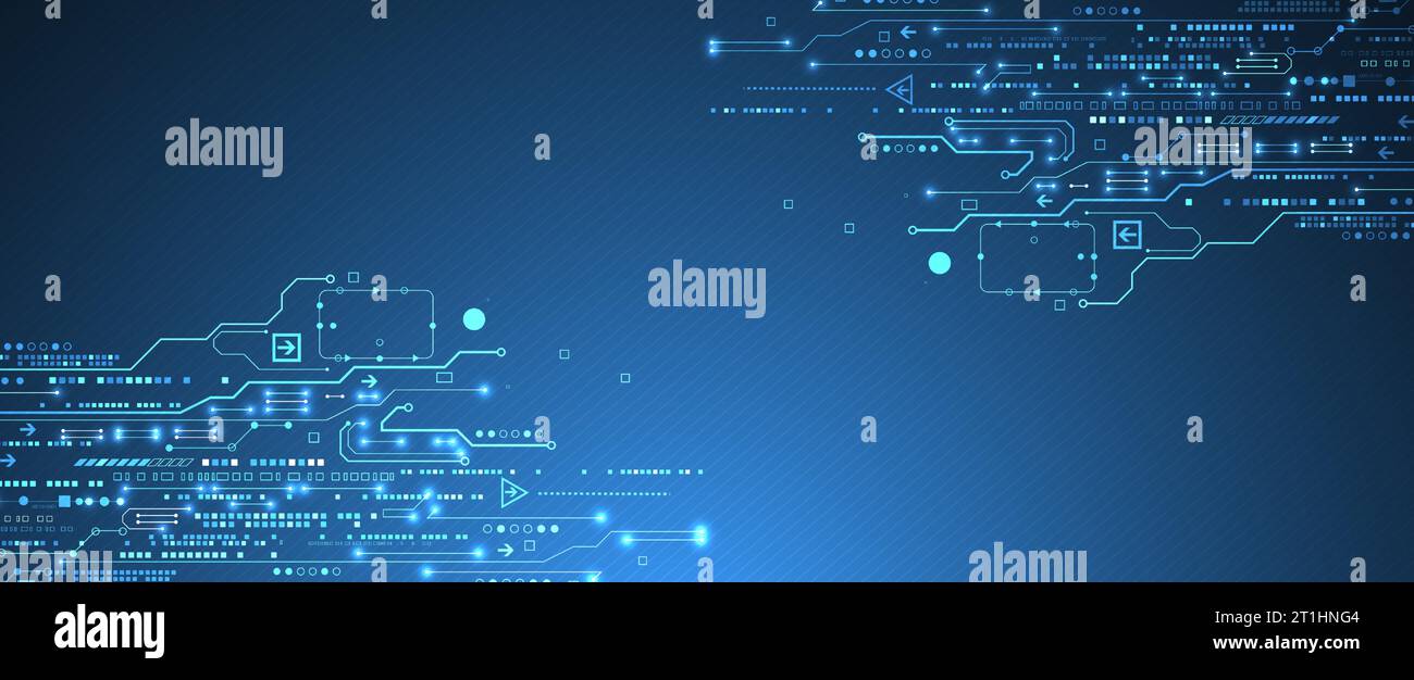Scheda a circuito stampato con tecnologia astratta. Concetto di comunicazione. Illustrazione Vettoriale