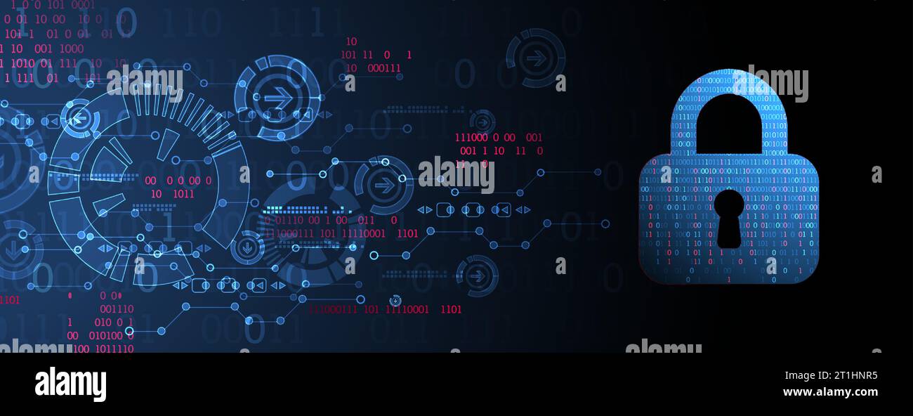 Icona lucchetto.la sicurezza dei dati personali illustra l'idea di privacy dei dati informatici o delle informazioni. Tecnologia Internet astratta a colori. Illustrazione Vettoriale