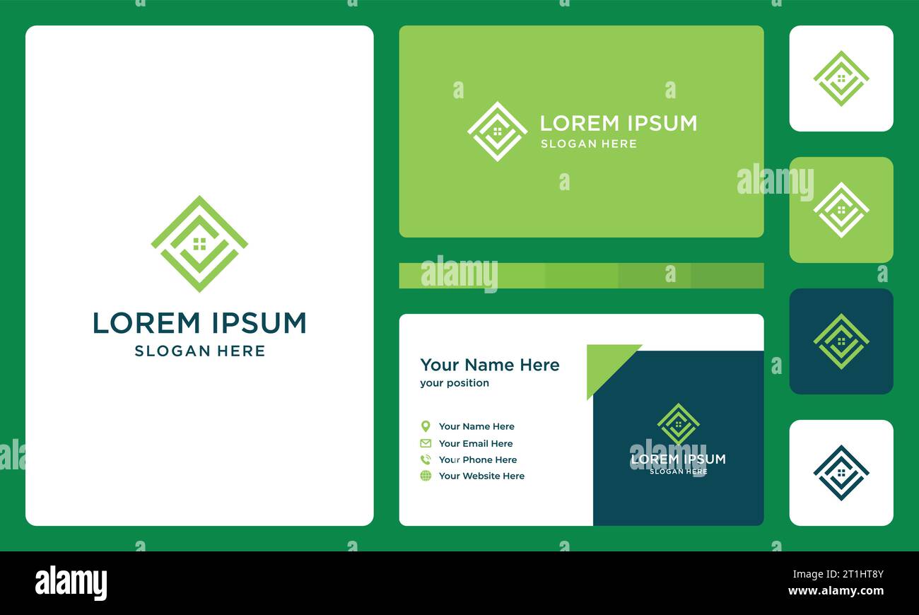 forma del logo della casa con logo a scacchi. Premium Vector. biglietto da visita. Illustrazione Vettoriale