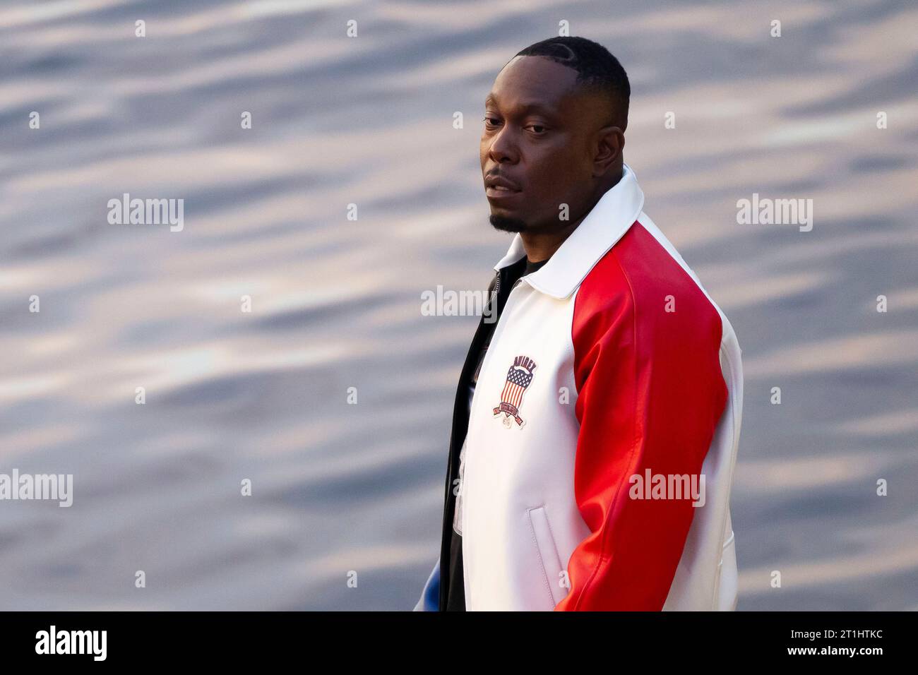 Dizzee Rascal a Penarth Marina il 1° settembre 2023 davanti a un concerto a Cardiff, nel Galles del Sud. Foto Stock