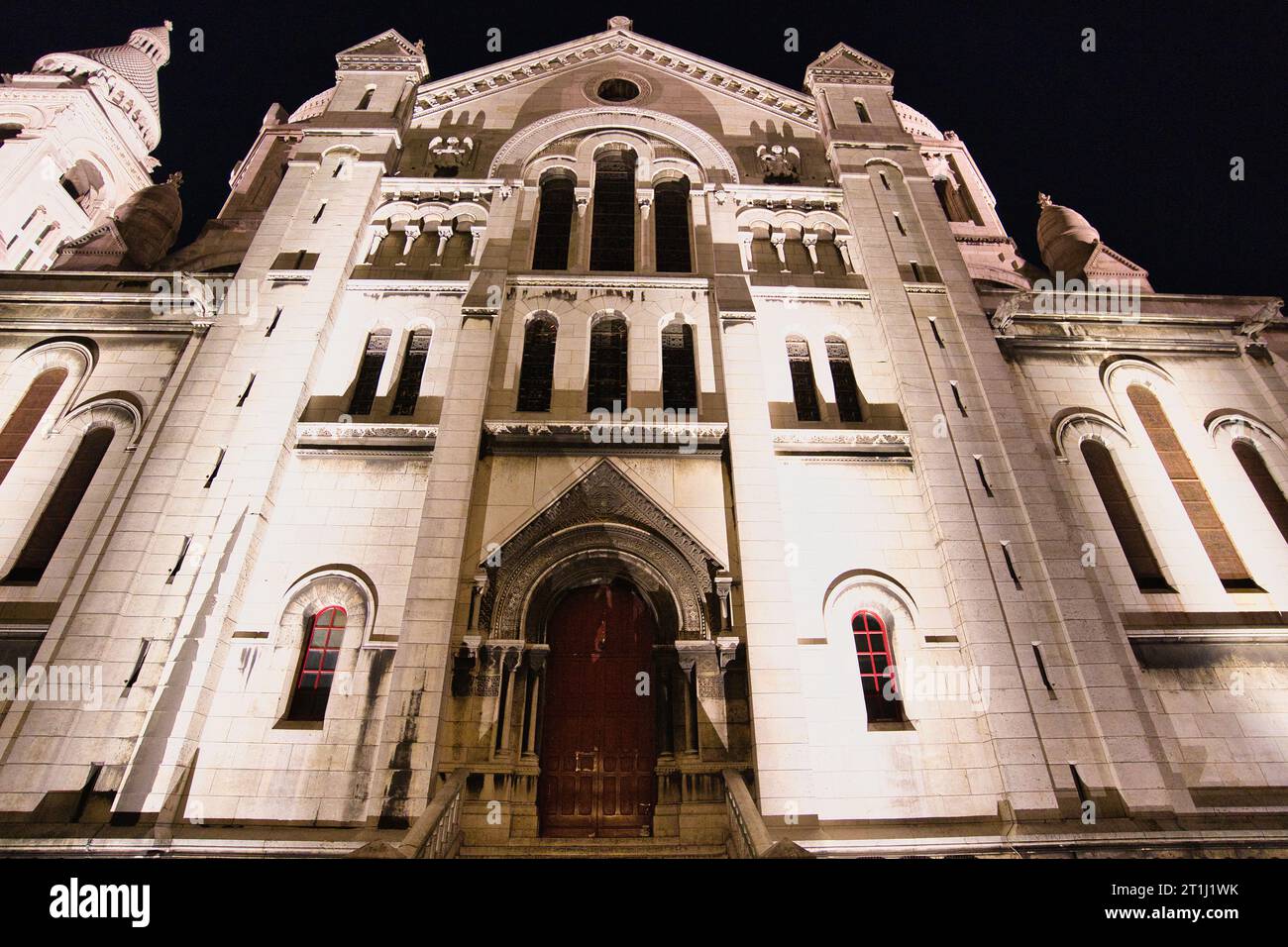 Parigi, Francia, foto di 17.09.2023 notti della Basilica del Sacro Cœur de Montmartre, Sacro cuore di Montmartre Foto Stock