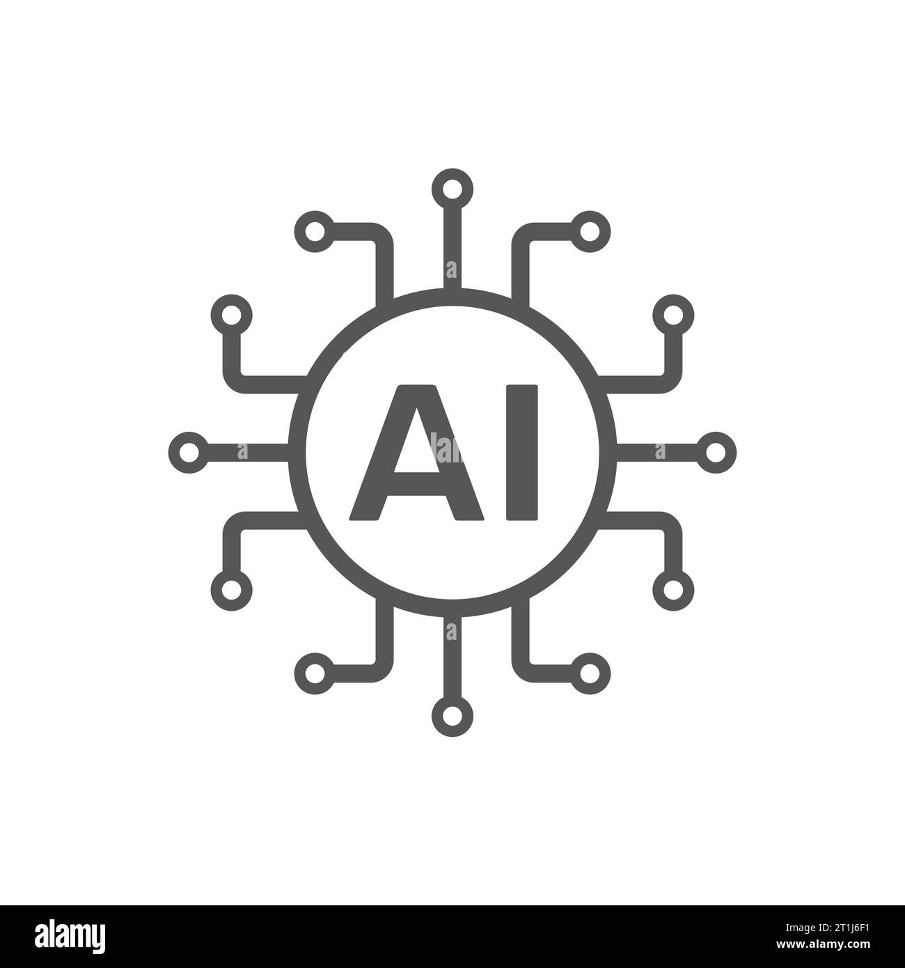 Intelligenza artificiale, simbolo di icona vettoriale del chip del processore ai per grafica, logo, sito Web, social media. Tratto modificabile. EPS 10 Illustrazione Vettoriale