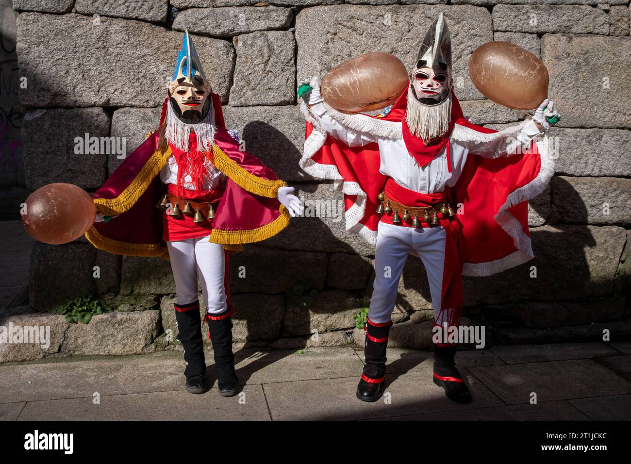 Maschera tradizionale del carnevale di Xinzo de Limia. Pantalla. Ourense, Galizia. Spagna Foto Stock