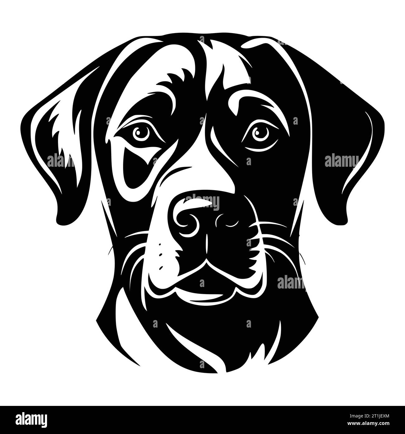illustrazione del simbolo e del logo della testa di un animale domestico per cani neri Illustrazione Vettoriale